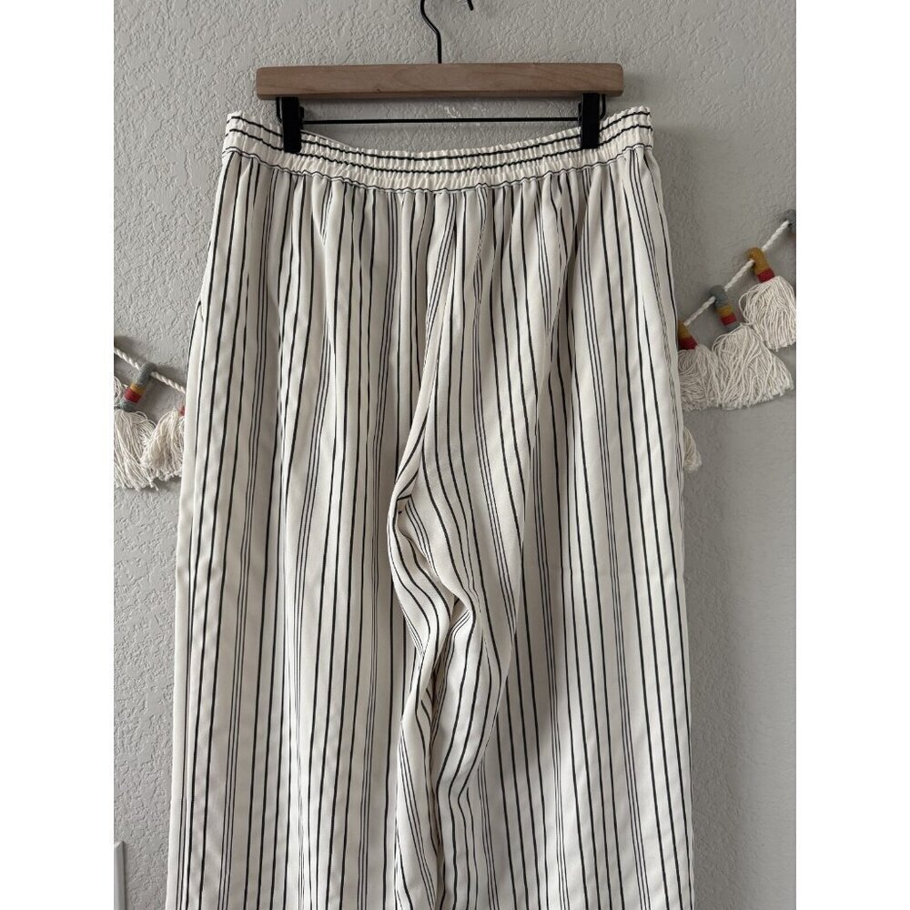 Long Tall Sally Pin Striped Wide Leg Pull On Trouser Pants Nautical Coastal 12 - Picture 6 of 9